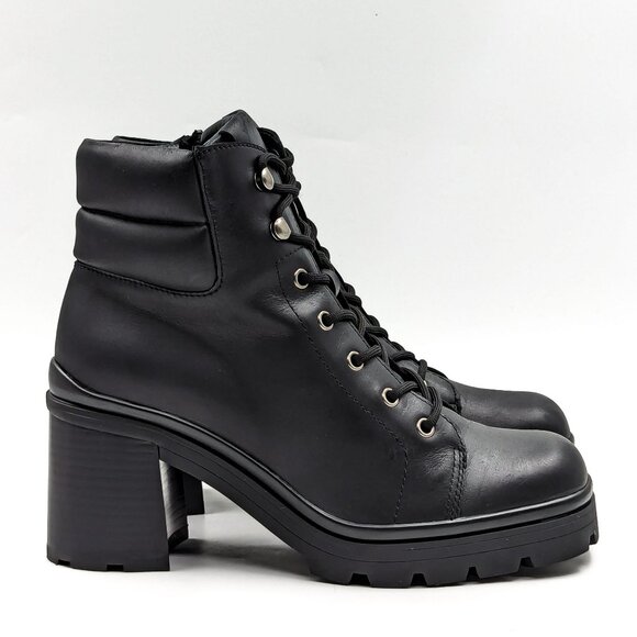 Jeffrey Campbell Hikes Black Leather Festival Platform Combat Boots size 9.5 - Picture 9 of 12